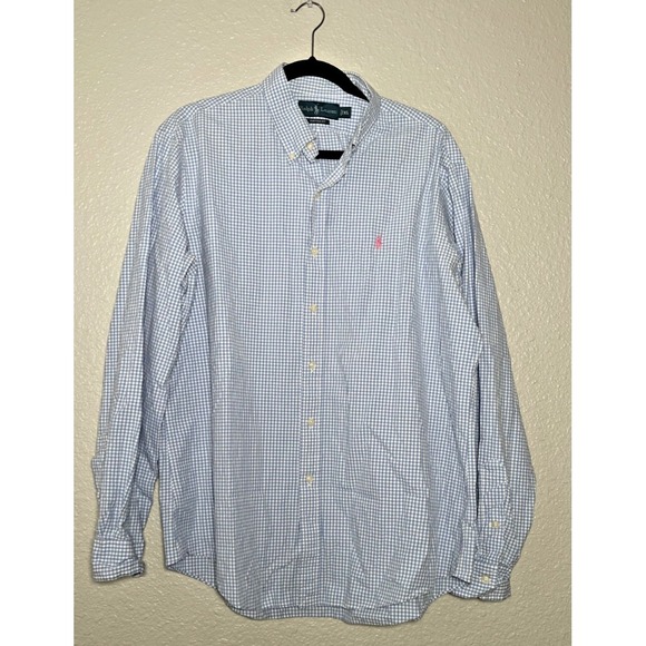 Ralph Lauren Other - Ralph Lauren Dress Shirt Men's Size XL Blue White Check Gingham Custom Fit